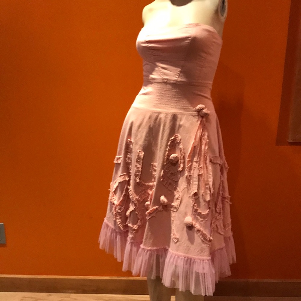 NEW ARIELLA STRAPLESS PINK SUMMER COTTON DRESS S